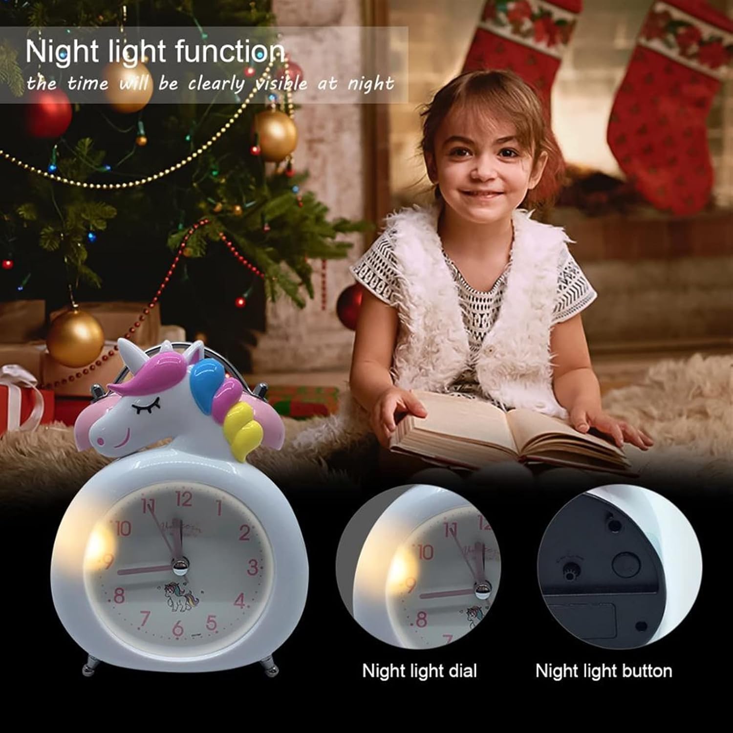 HASMI Unicorn Alarm Clock for Kids with LED Display