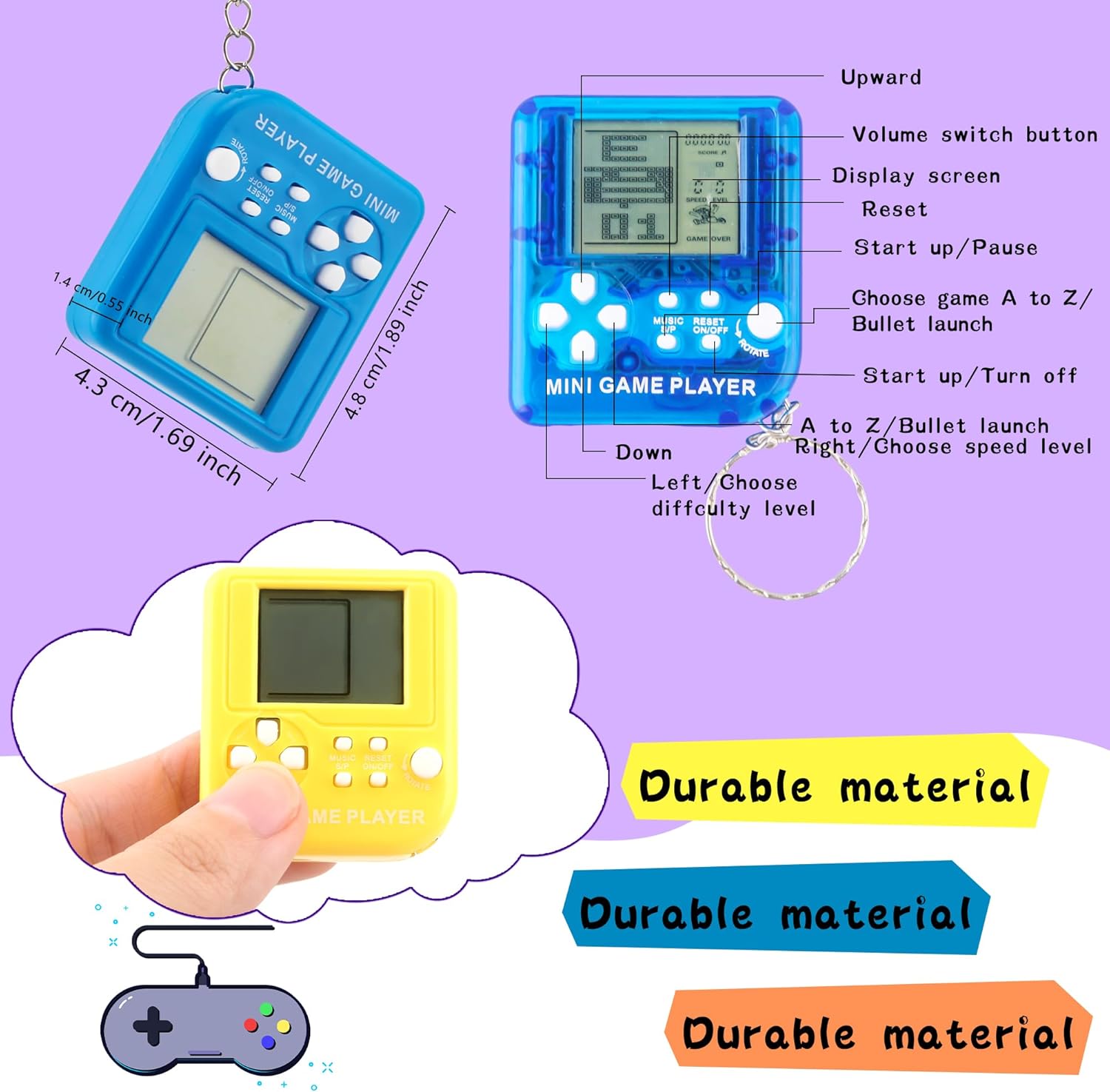 30 Pack Mini Video Game Keychains for Gifts and Parties