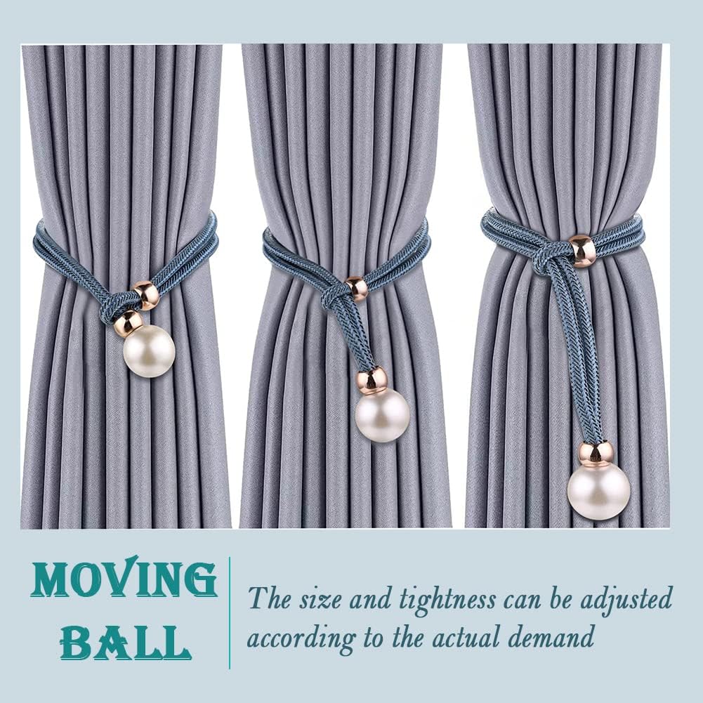 2Pcs Curtain Tie-Backs with Luxury Pearl Hooks
