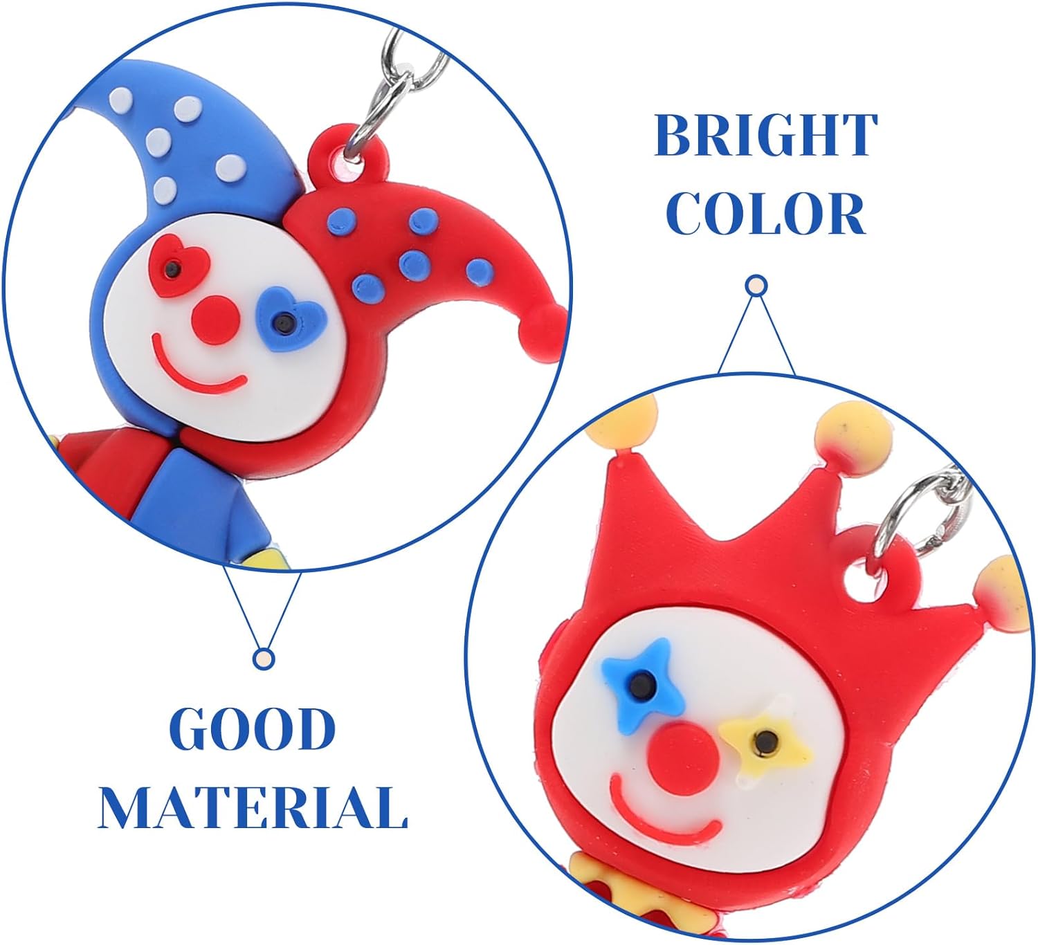 LOGOFUN 12 Pcs Crown Key Chains Resin Circus Cartoon Keyrings