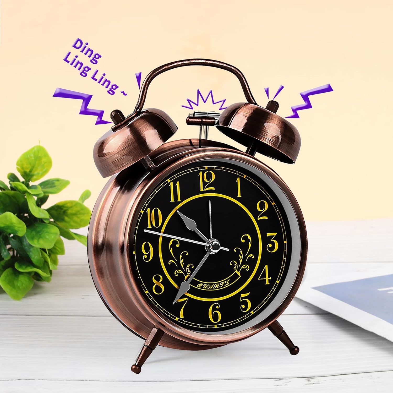 Retro Alarm Clock with Night Light for Kids and Heavy Sleepers