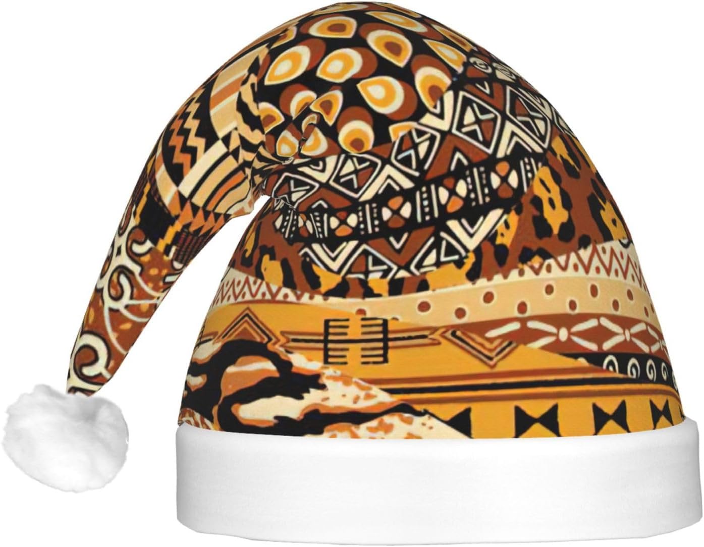 African Style Patchwork Print LED Christmas Hat for Adults