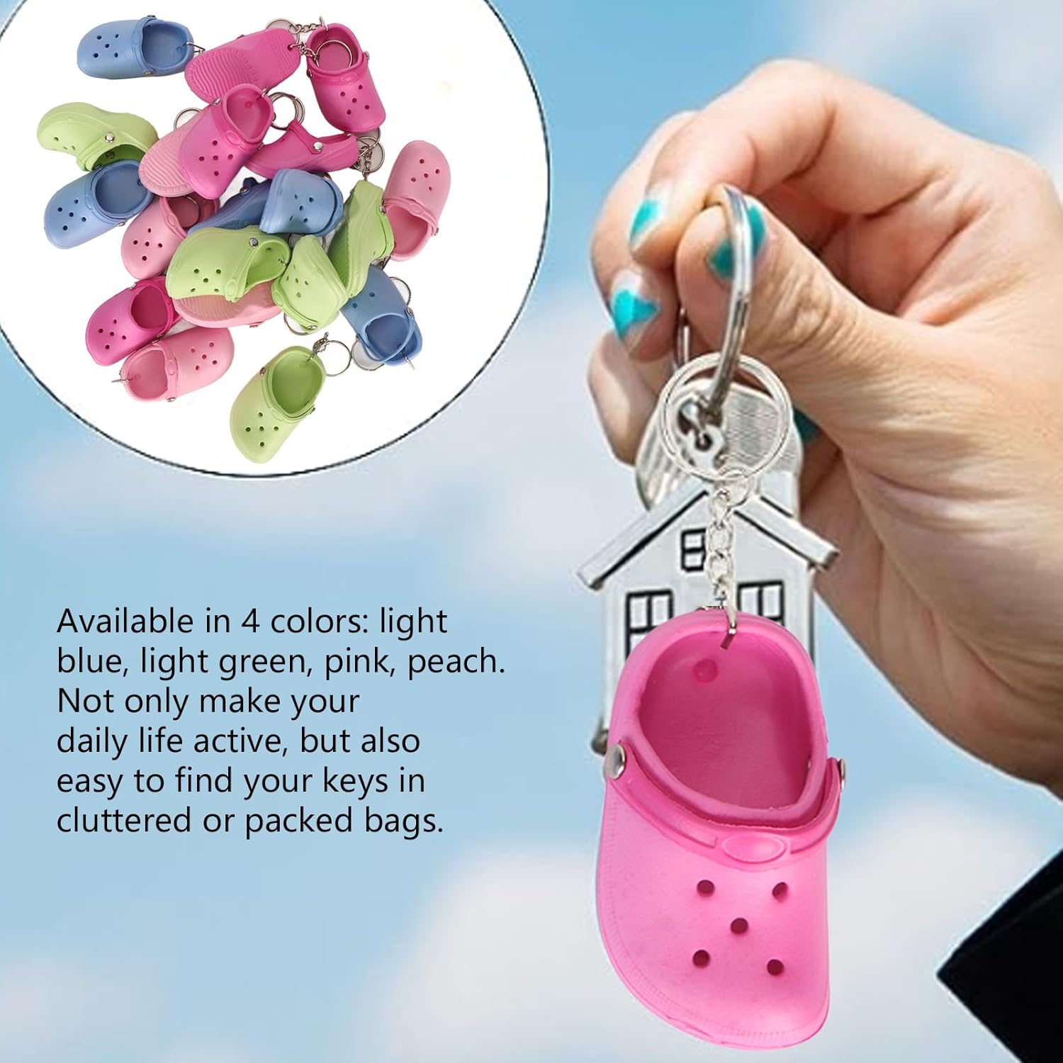 Silicone Slipper Key Chains 20pcs Pack Cute Decor