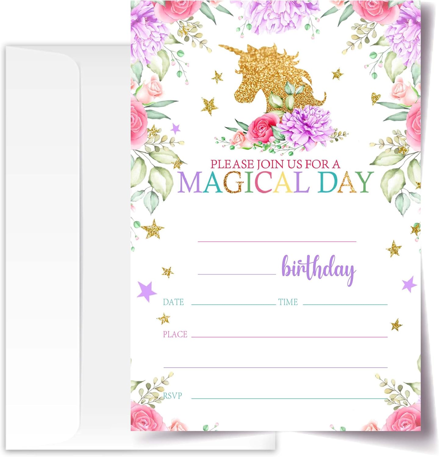 4x6 Magical Birthday Invitations for Girls