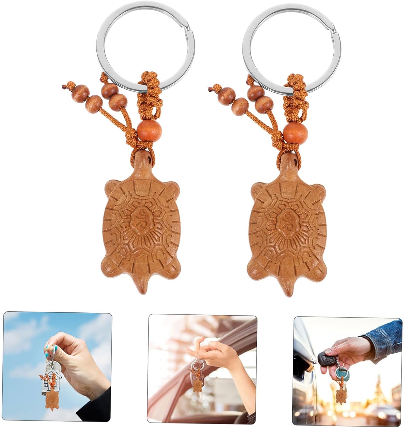 SOIMISS Wooden Turtle Keychain Car Accessory