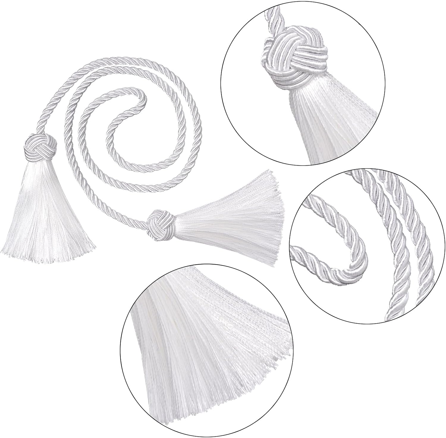 4 Pack White Curtain Tiebacks with Tassels