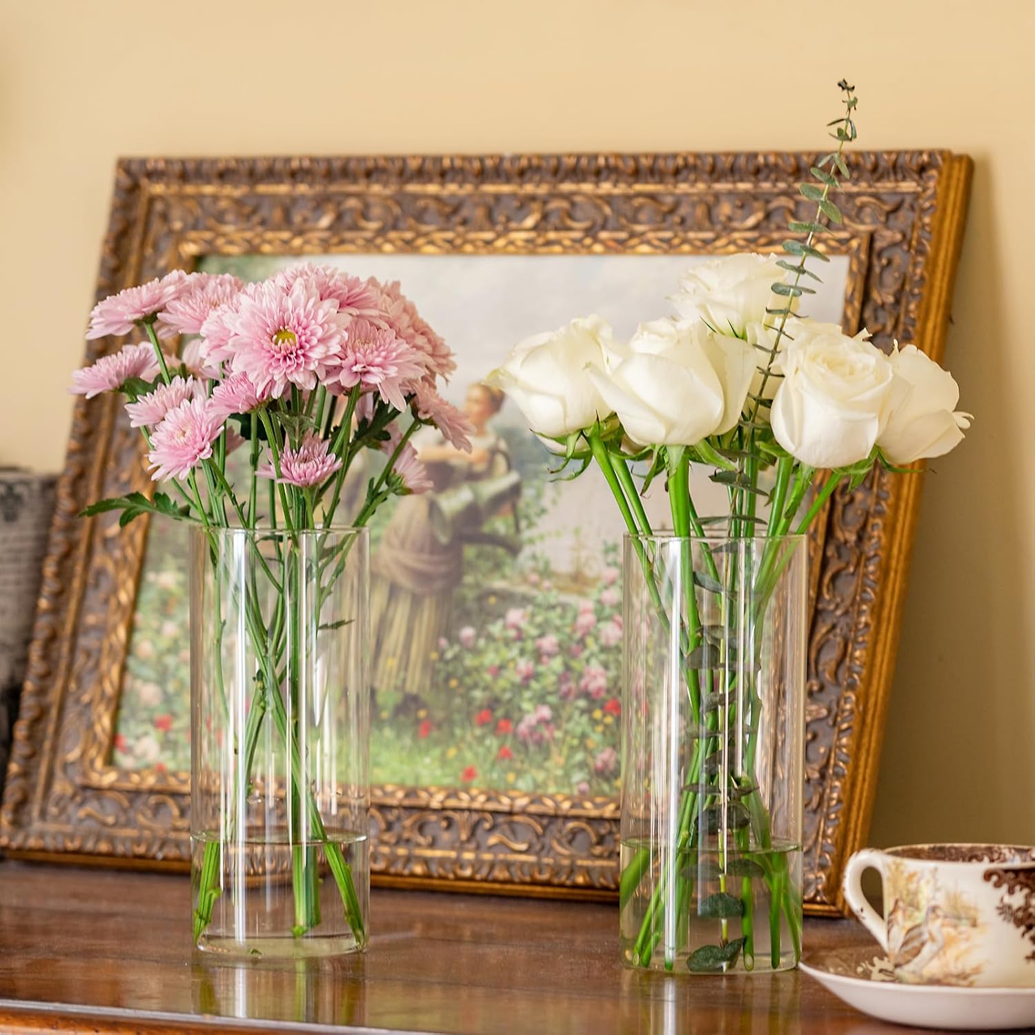 7pcs Glass Cylinder Vases for Centerpieces 8 Inch Tall