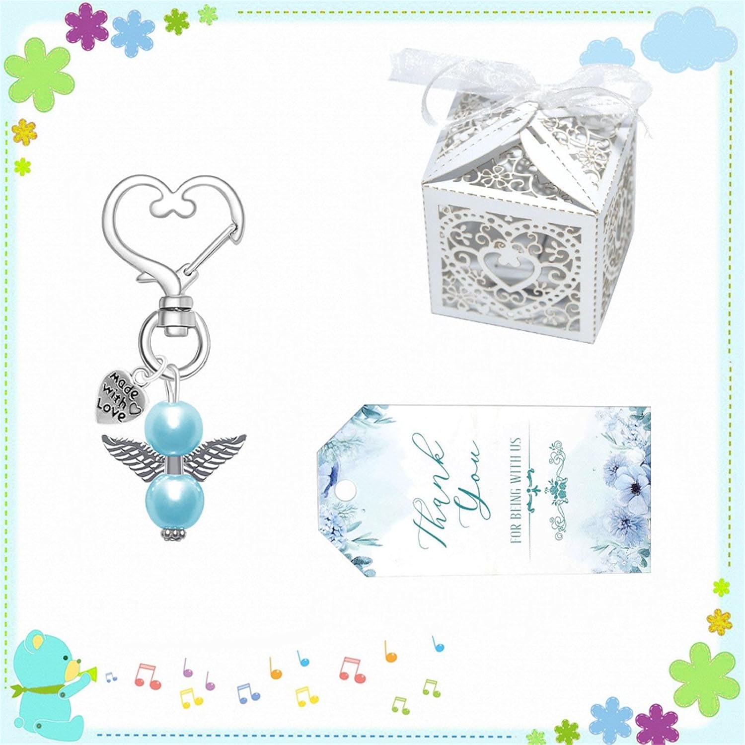 Pack Of 24 Wing Charm Keychains With Organza Bags