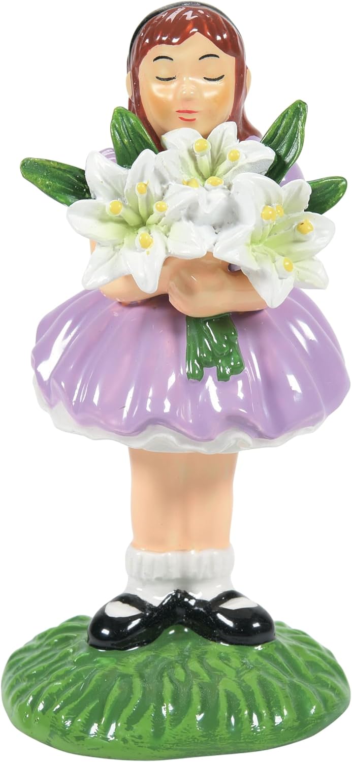 Department 56 Snow Village Easter Garden Shop and Girl Figurine Set