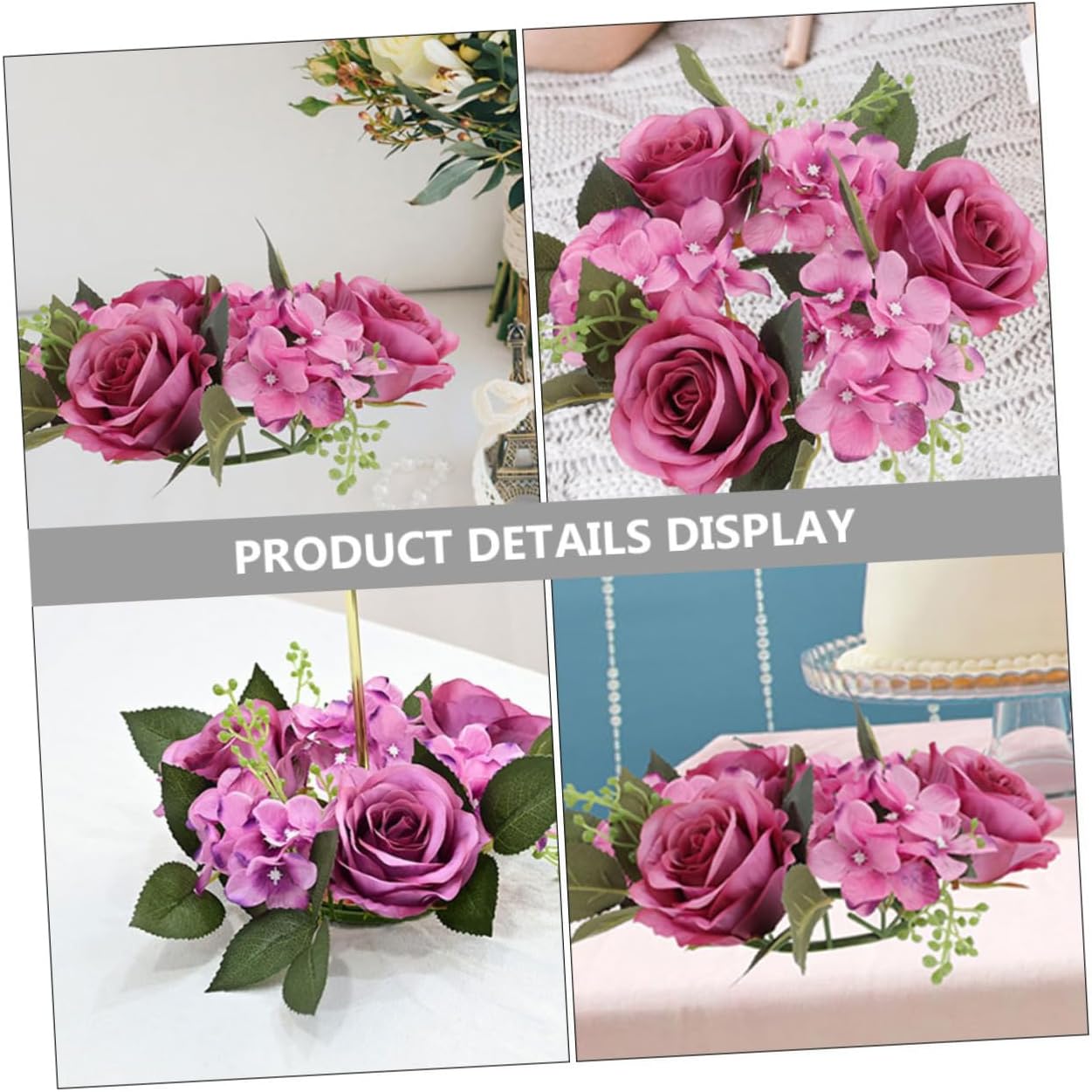 Elegant Faux Roses Candle Wreath for Home Decor