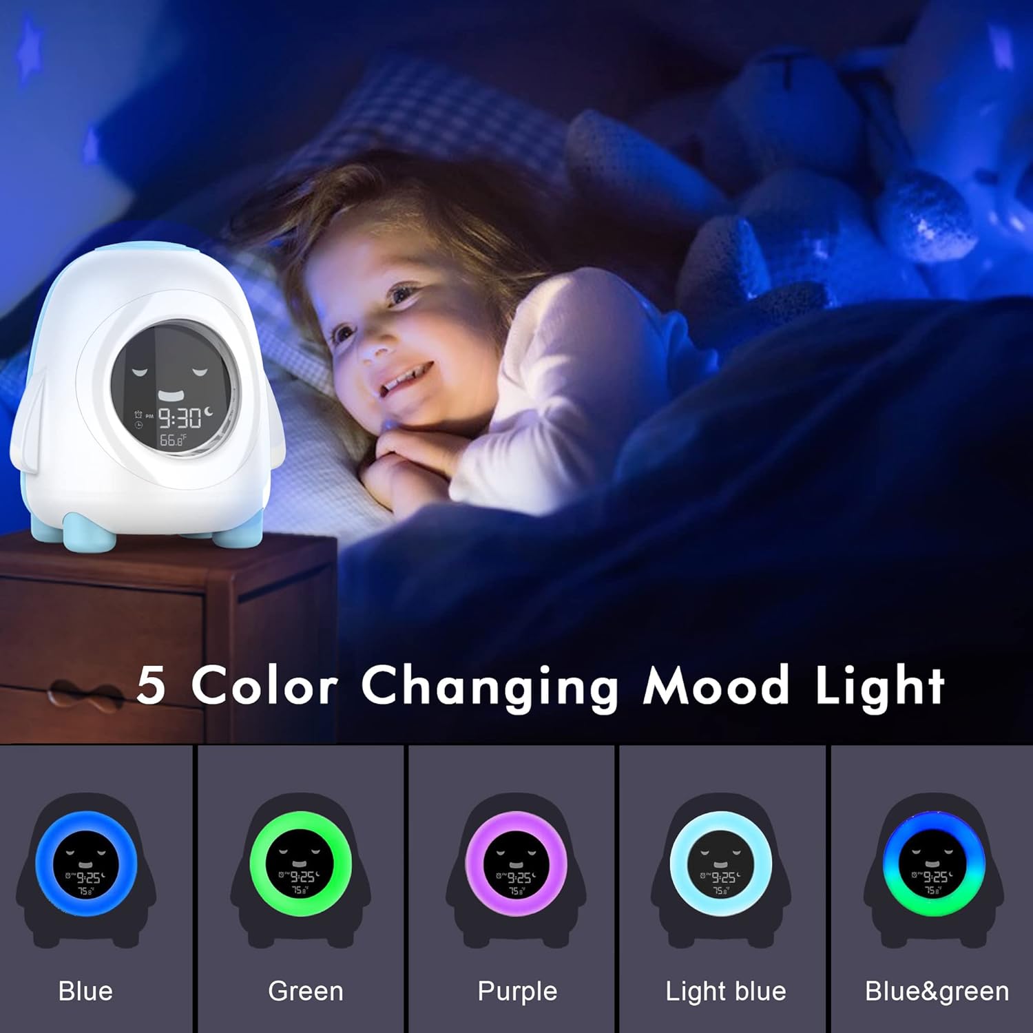 Kids Alarm Clock with Night Light and Sound