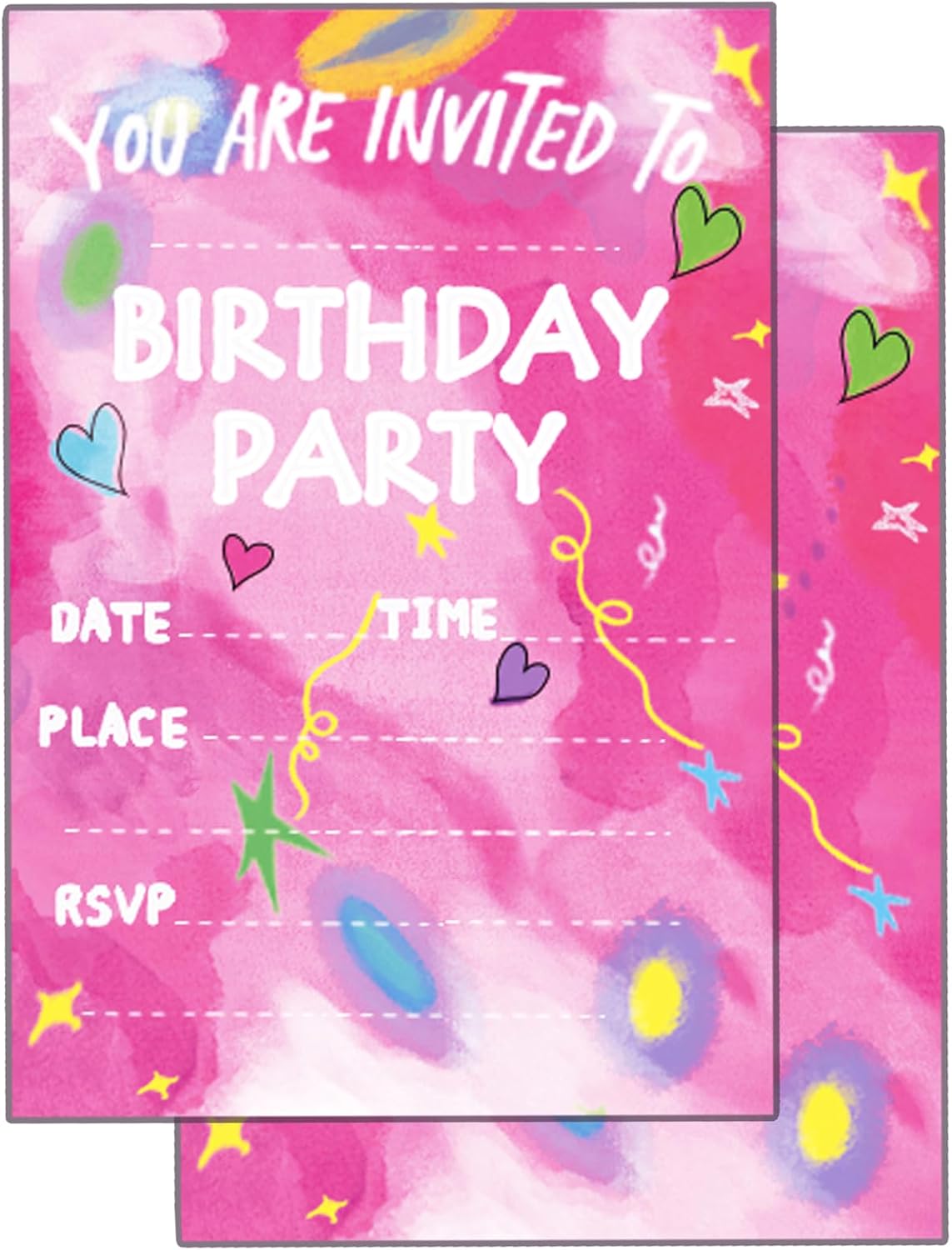 Raykeeplus Birthday Invitations for Girls 20 Cards with Envelopes - Pink