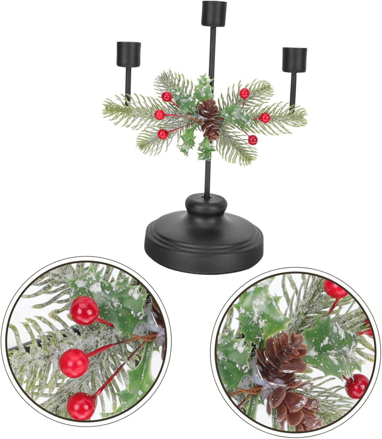 Elegant Christmas Candle Holder Three-Headed Table Centerpiece