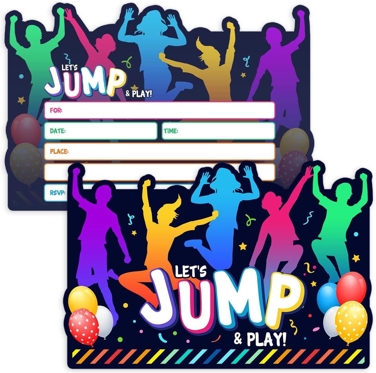 Simimi Art Bounce House Party Invitations - Trampoline Birthday Invite Set of 30
