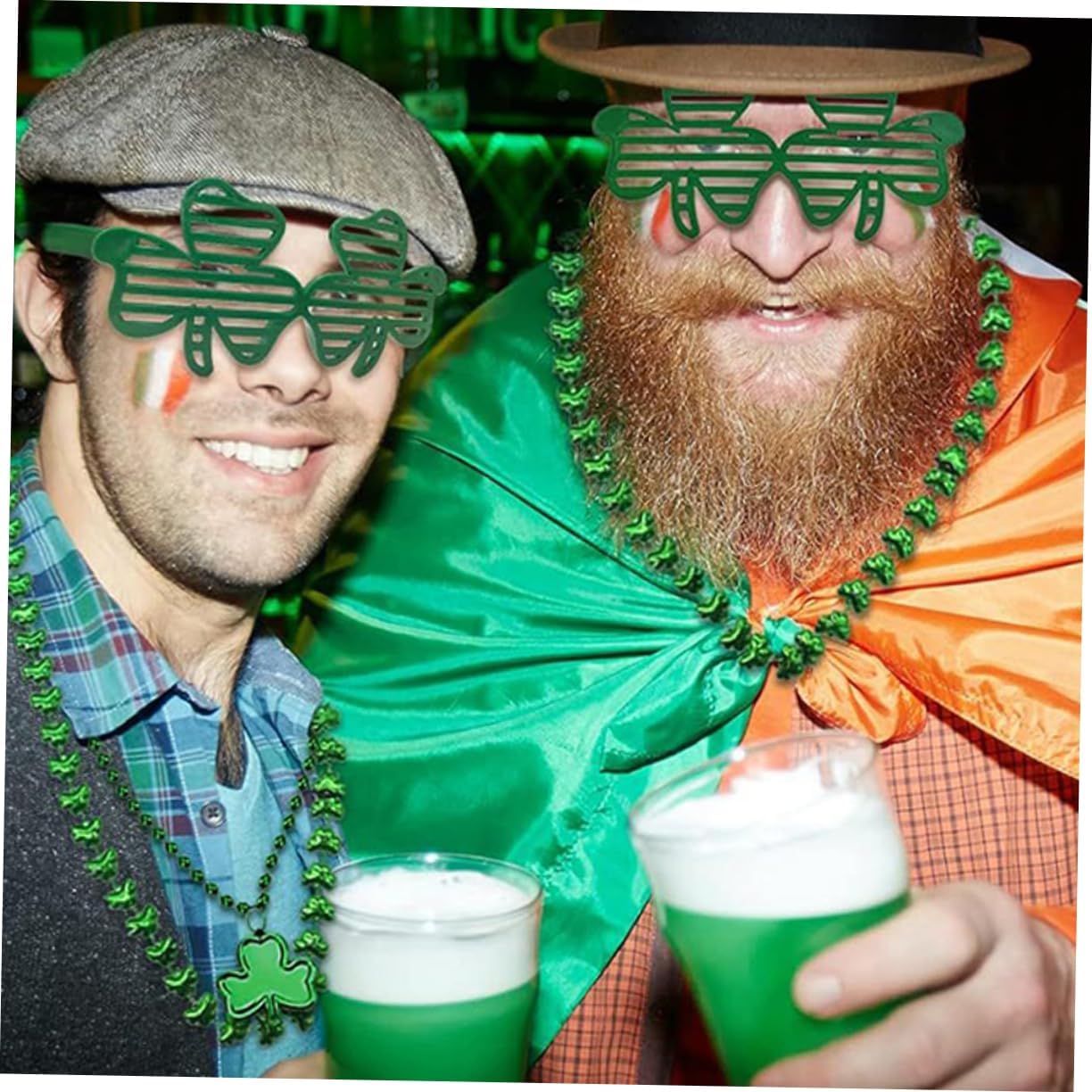 Patricks Day Party Favor Set with Shamrock Glasses Necklace Bracelet Accessories