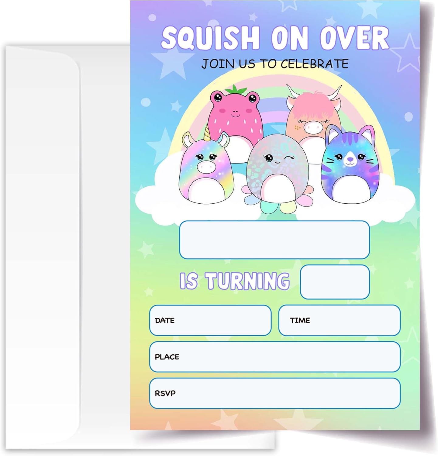 Squish Birthday Invitation Cards with Envelopes Pack of 20 4x6