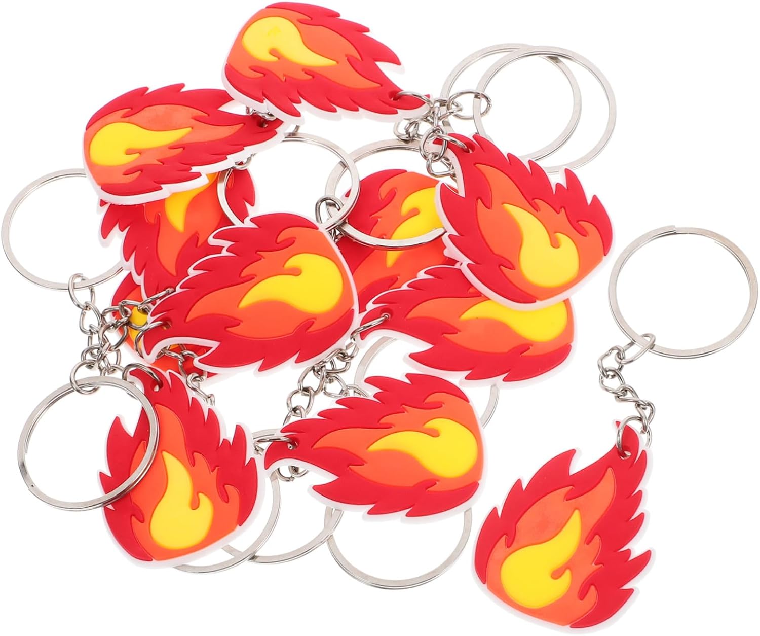 Wakauto 10Pcs Firefighter Keychain Flame Design