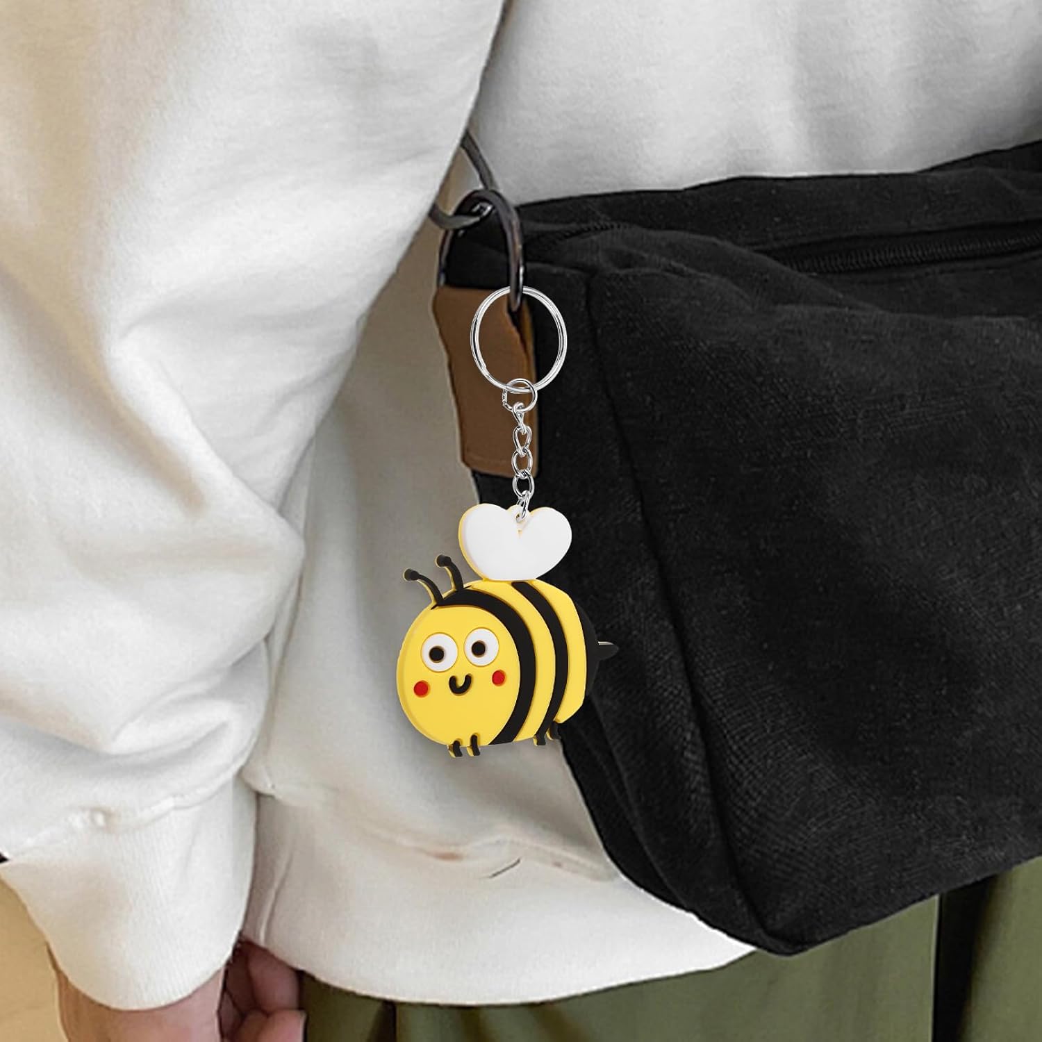 LUOZZY 40 Pcs Cartoon Bee Keychain Set Yellow