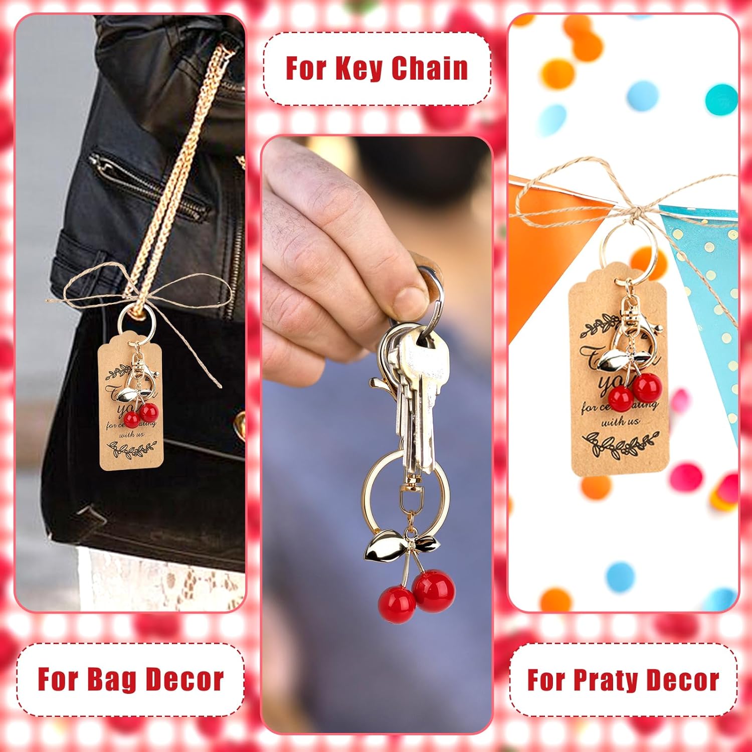 20 Set Cherry Keychains Party Favor Set