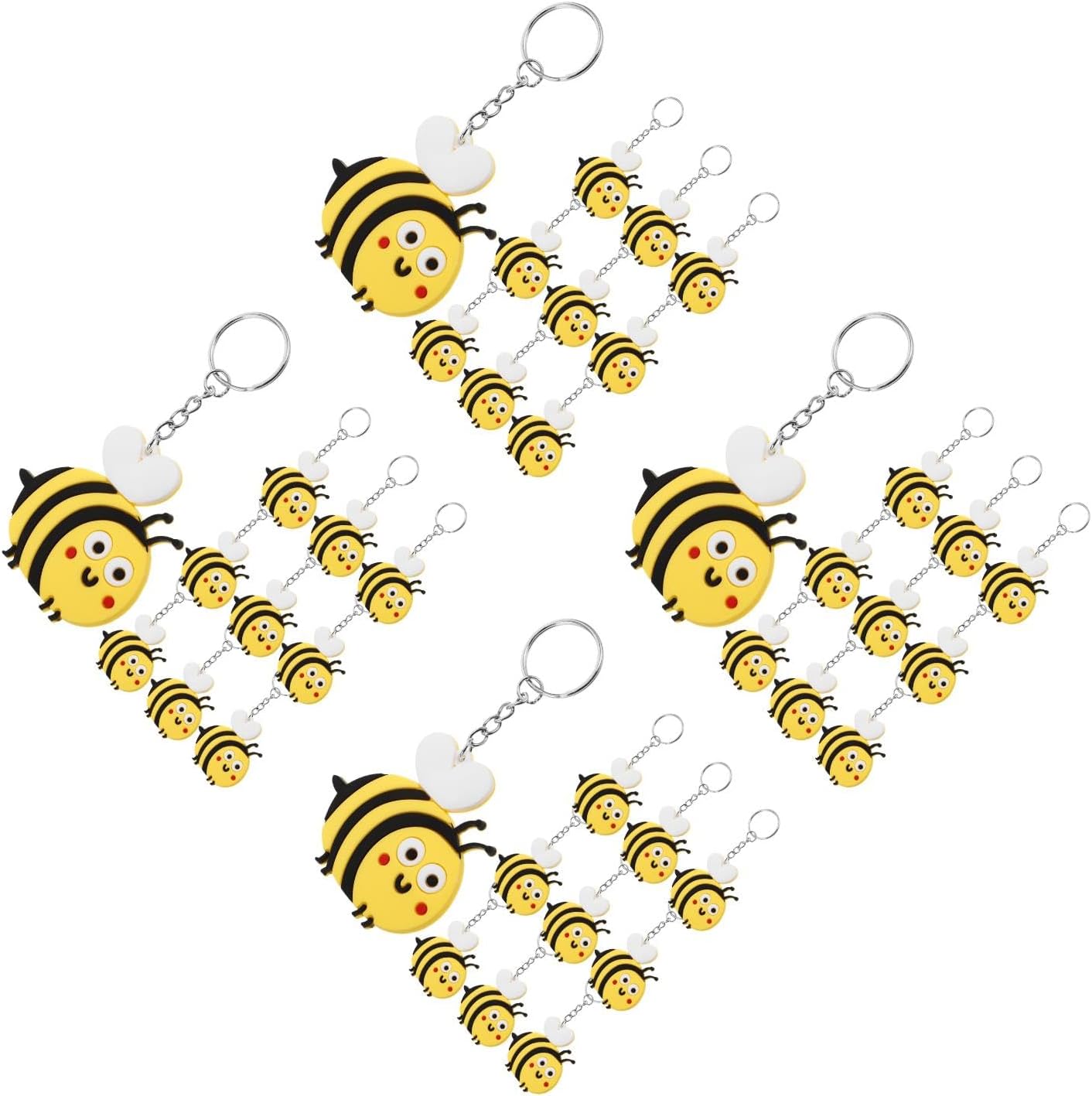 LUOZZY 40 Pcs Cartoon Bee Keychain Set Yellow