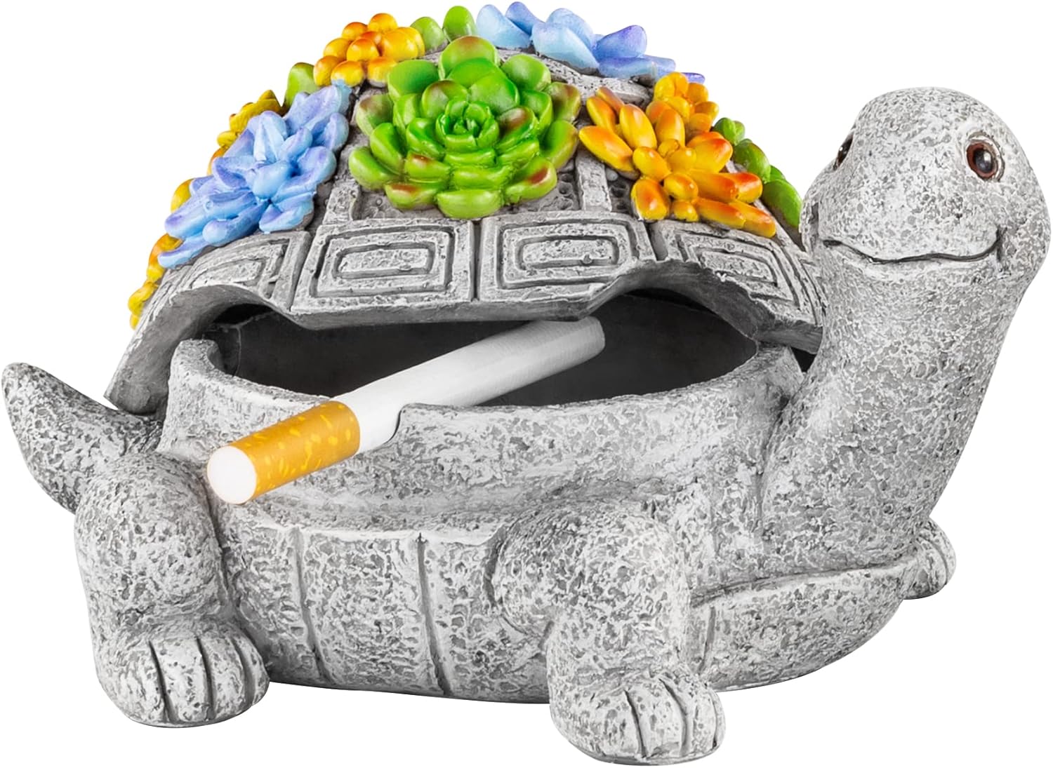 LESES Turtle Ashtray with Lid and Flower Design