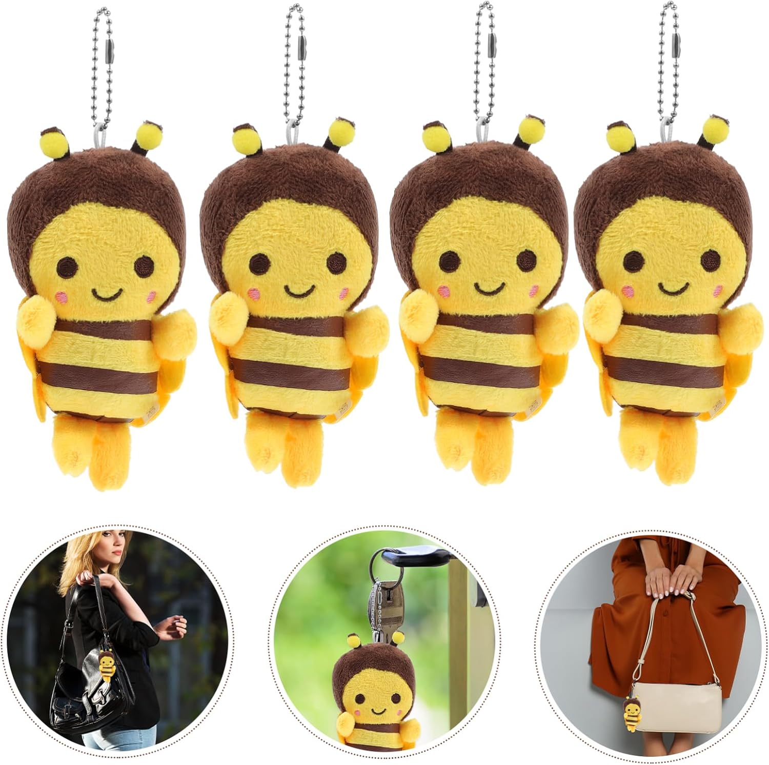 10pcs Cute Plush Bee Key Chain