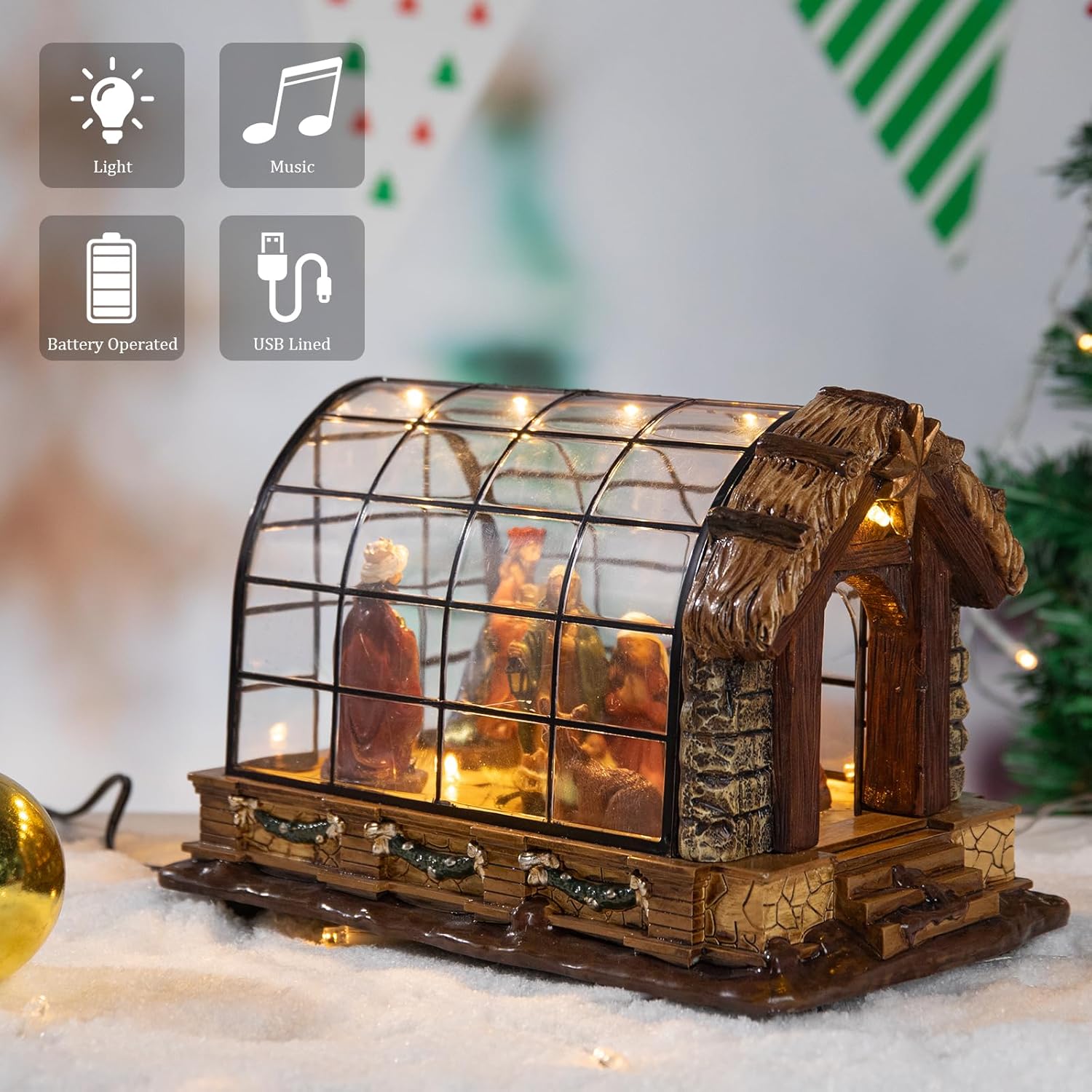 VCUTEKA Christmas Village Collectible Building with LED Lights and Music