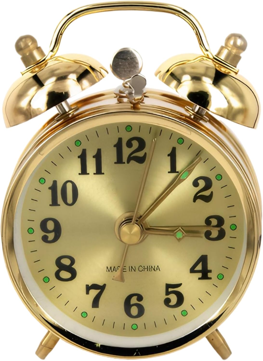 Wind Up Alarm Clock Gold Metal Twin Bell Design