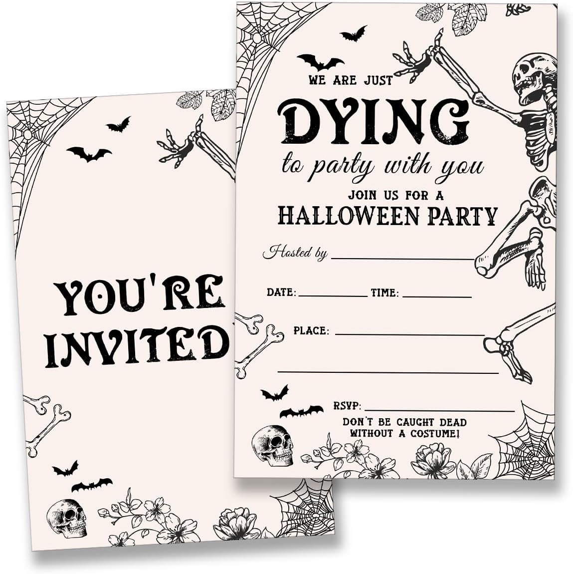 Halloween Party Invitations Adult Skull Halloween Invite 20 Cards with Envelopes Double Sided