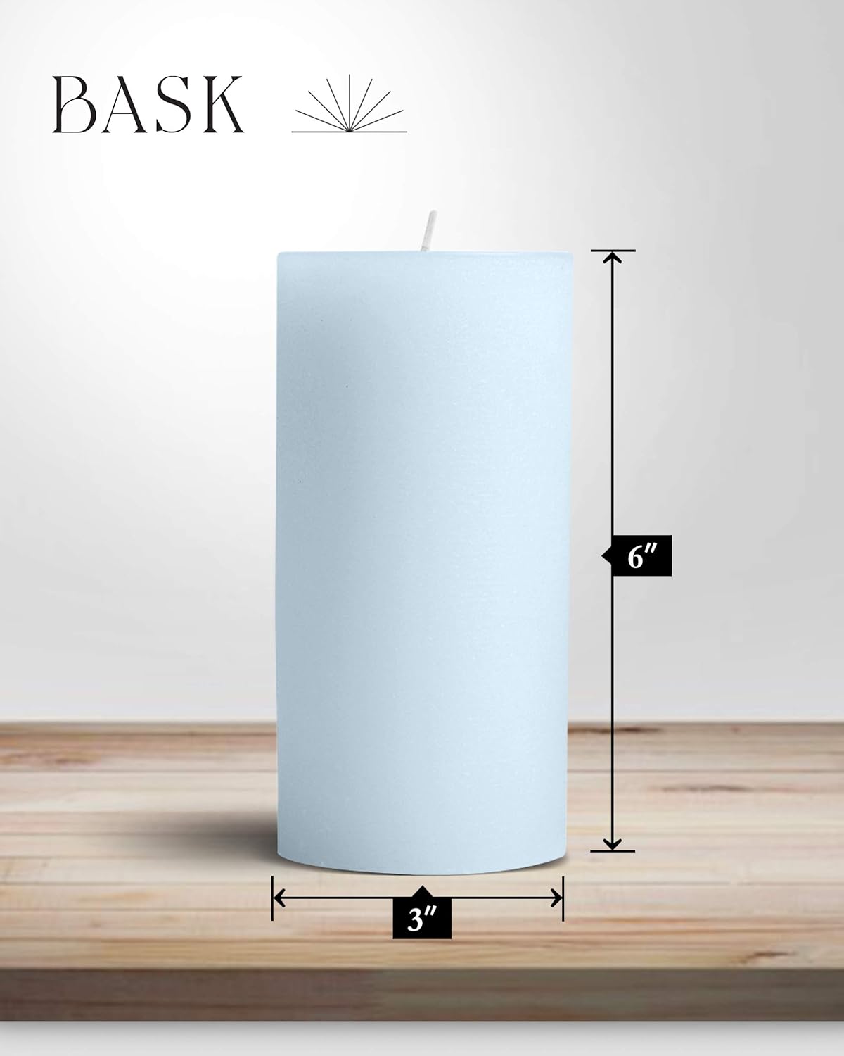 Mottled Pillar Candles Set of 6 Light Blue Dripless