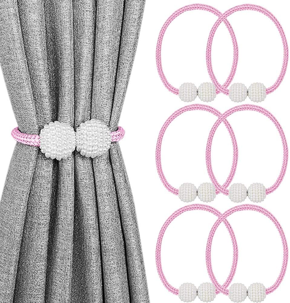 Melaluxe 6 Pack Magnetic Curtain Tiebacks Pink