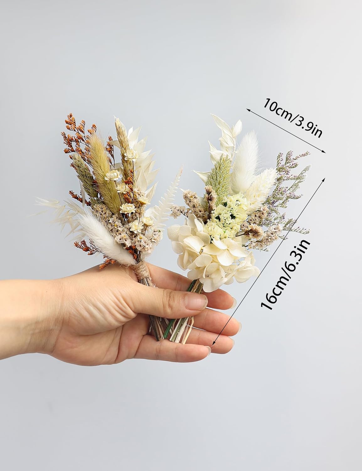 Mini Dried Flower Bouquet Set 6 Pcs White