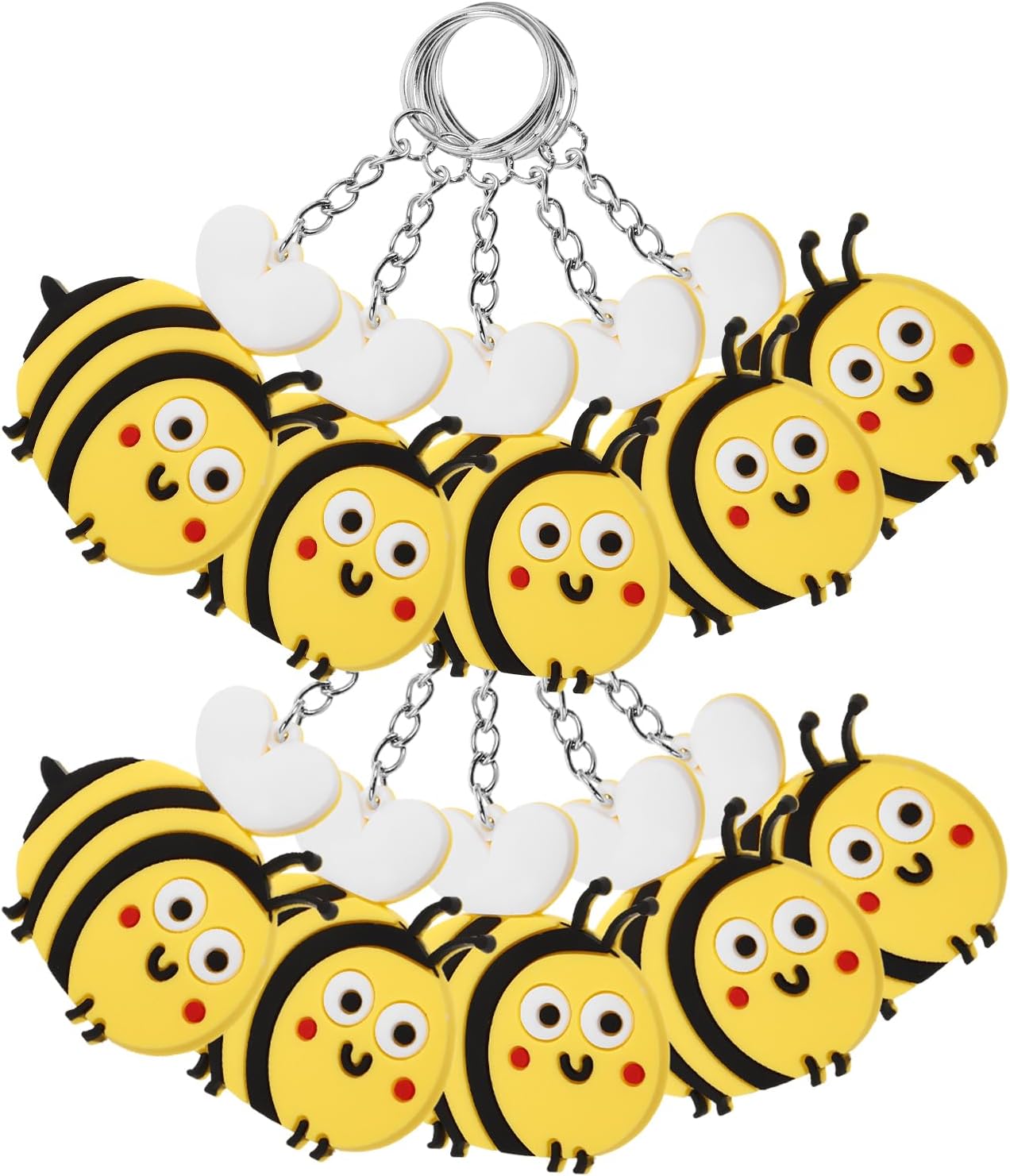 LUOZZY 40 Pcs Cartoon Bee Keychain Set Yellow