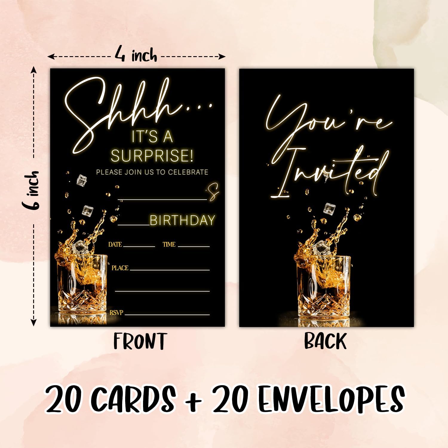 Shhh Its A Surprise Birthday Party Invitation Cards Set