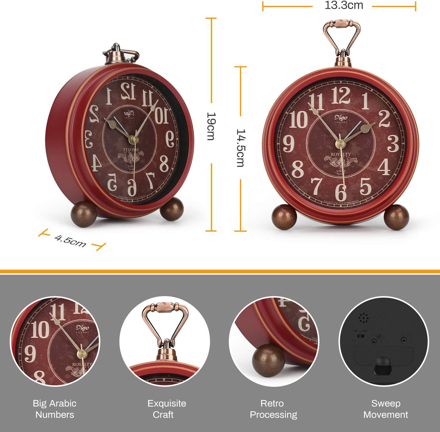 Number One Classic Retro Alarm Clock with HD Glass