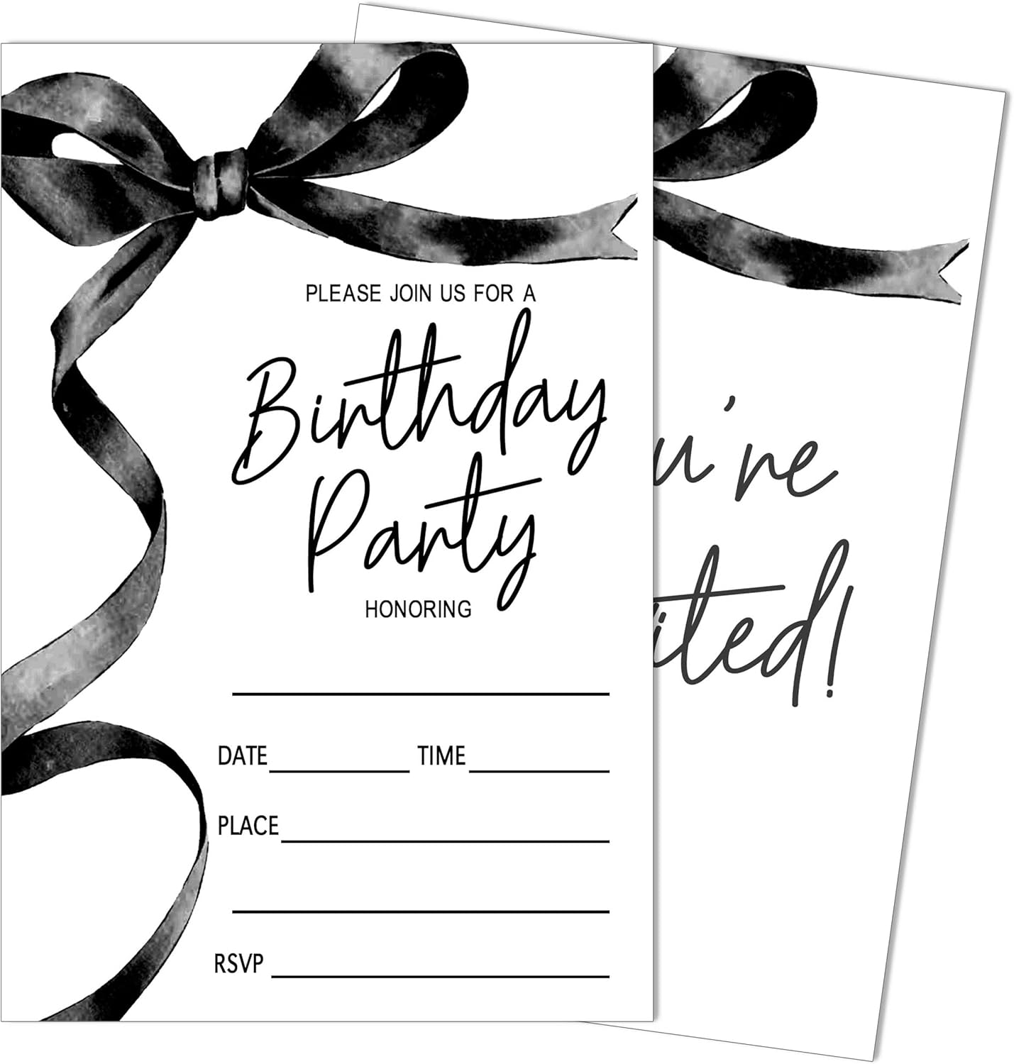 SIXEIGHT Black Bow Birthday Invitations 4x6