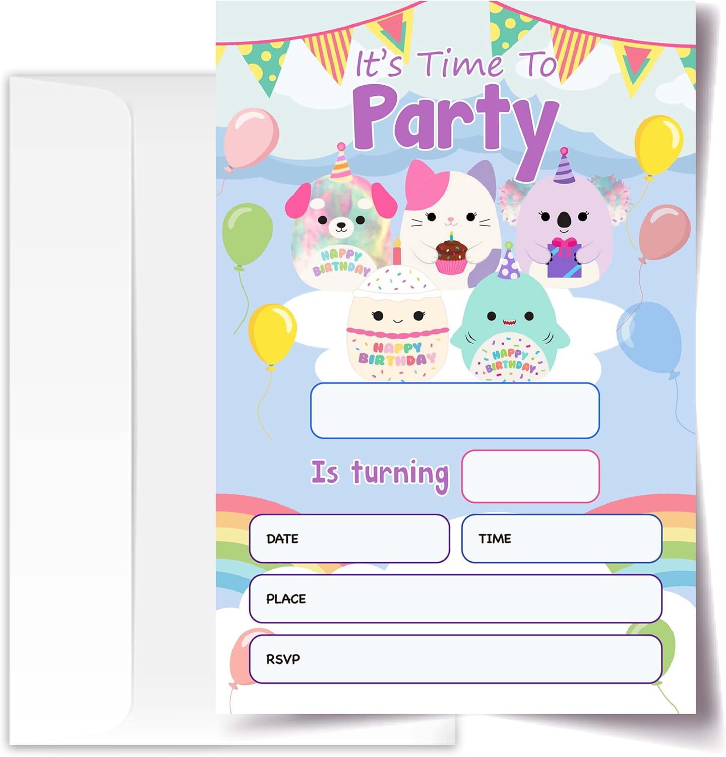 Squish Birthday Invitation Cards with Envelopes Pack of 20 4x6 1