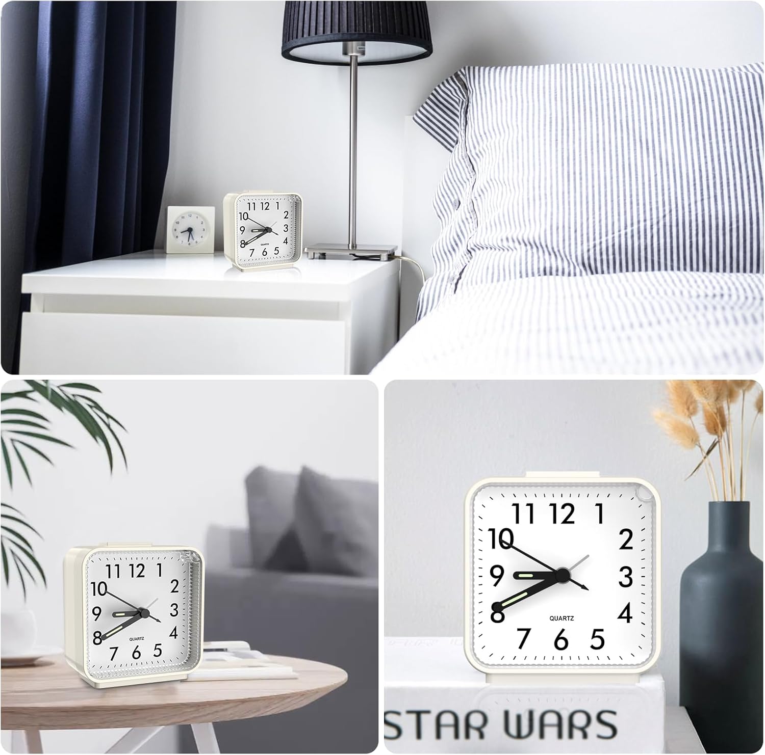 LOFICOPER Analog Alarm Clock with Night Light and Snooze Function