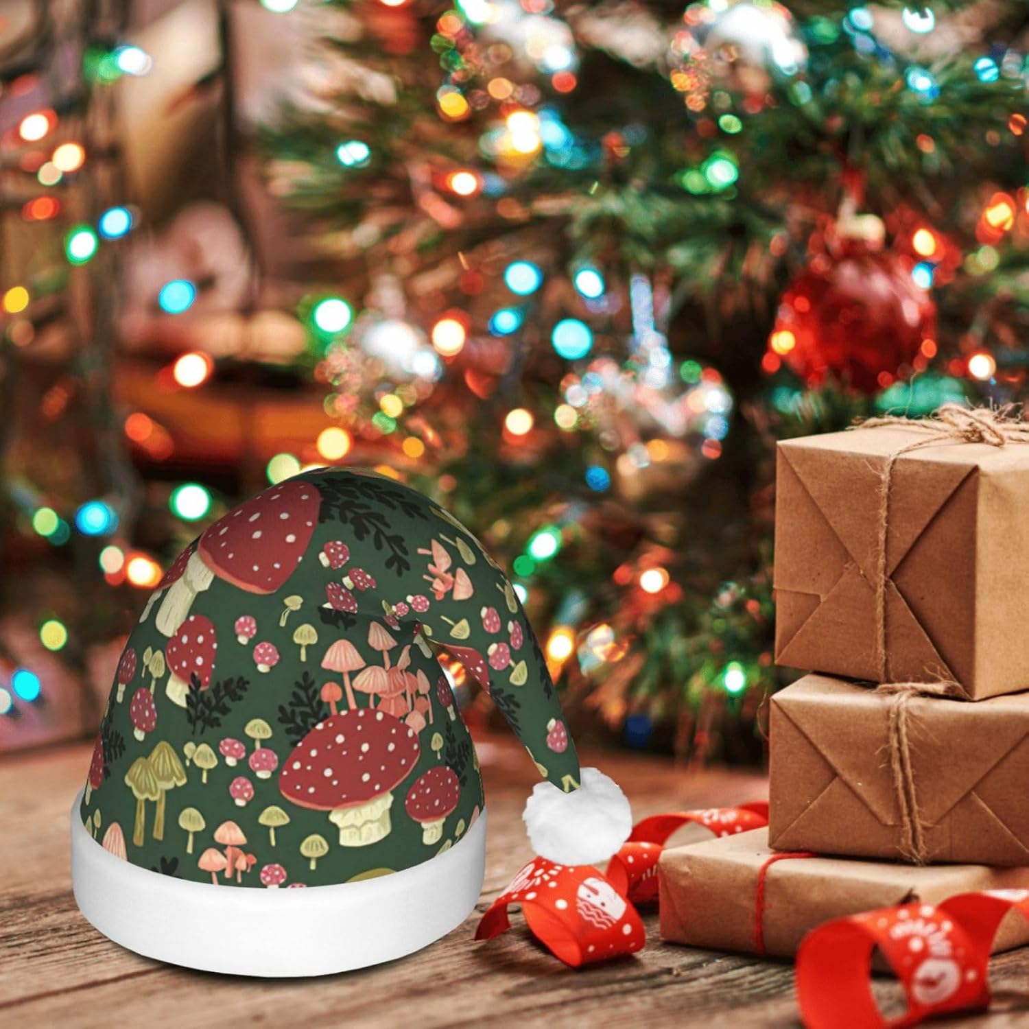 Bright Mushrooms Art Print LED Christmas Hat