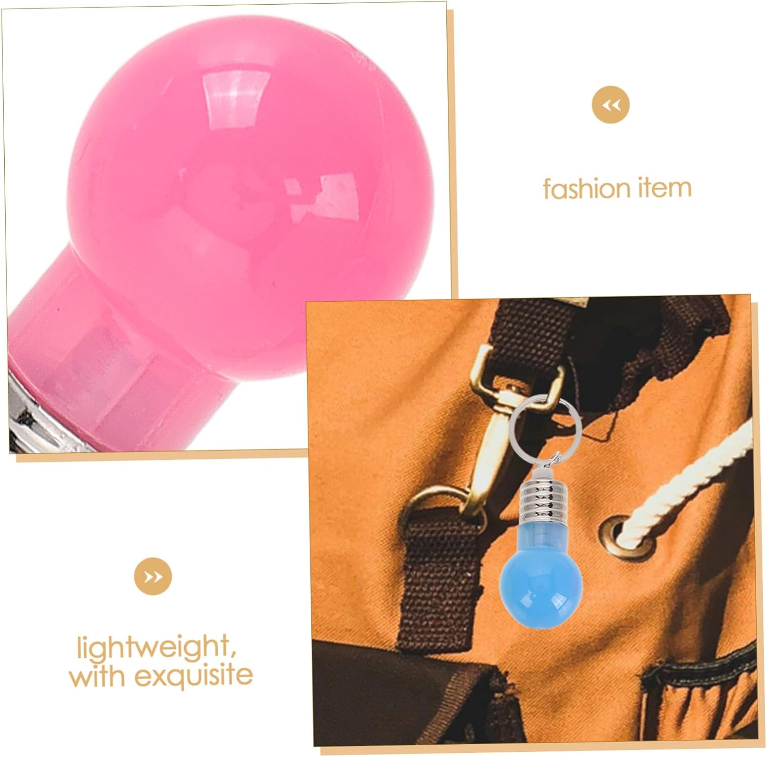 LED Bulb Key Chain with Light and Sound for Bags and Backpacks