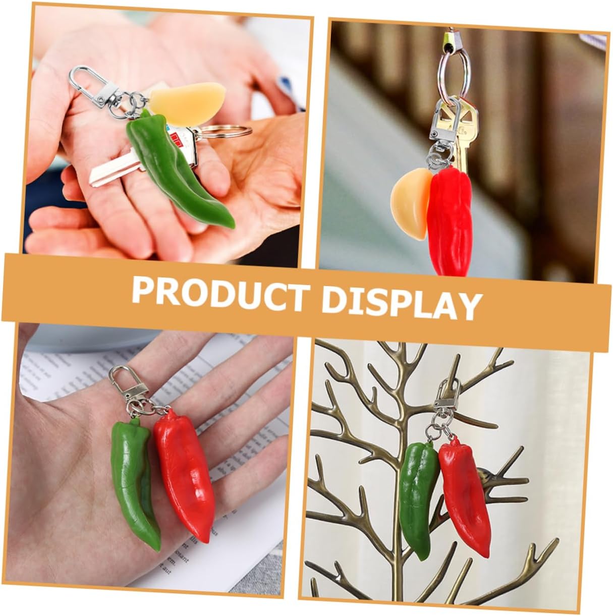 SOIMISS Chili Keychain with Pepper and Garlic Design