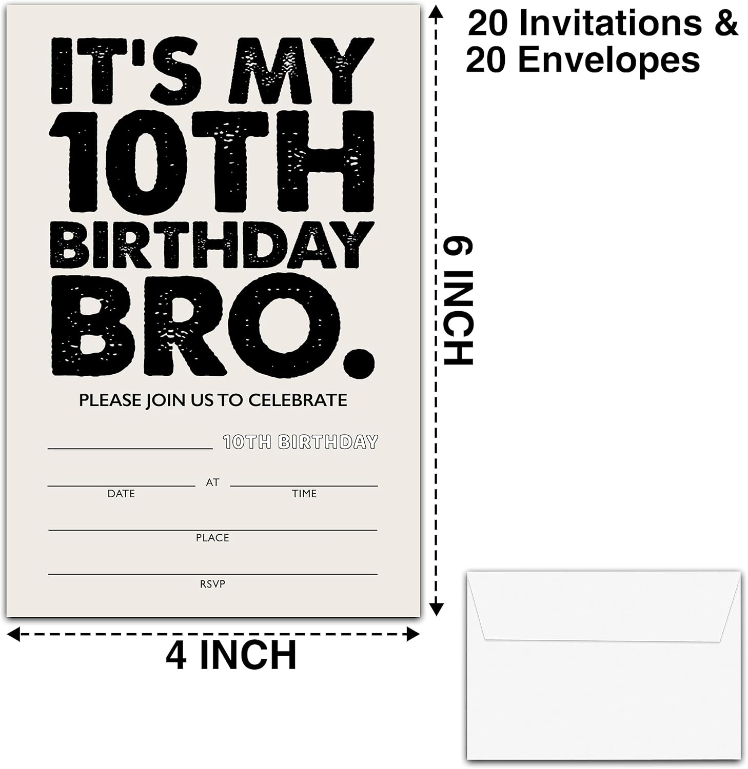 YSTEP 10th Birthday Party Invitations 20 Pack