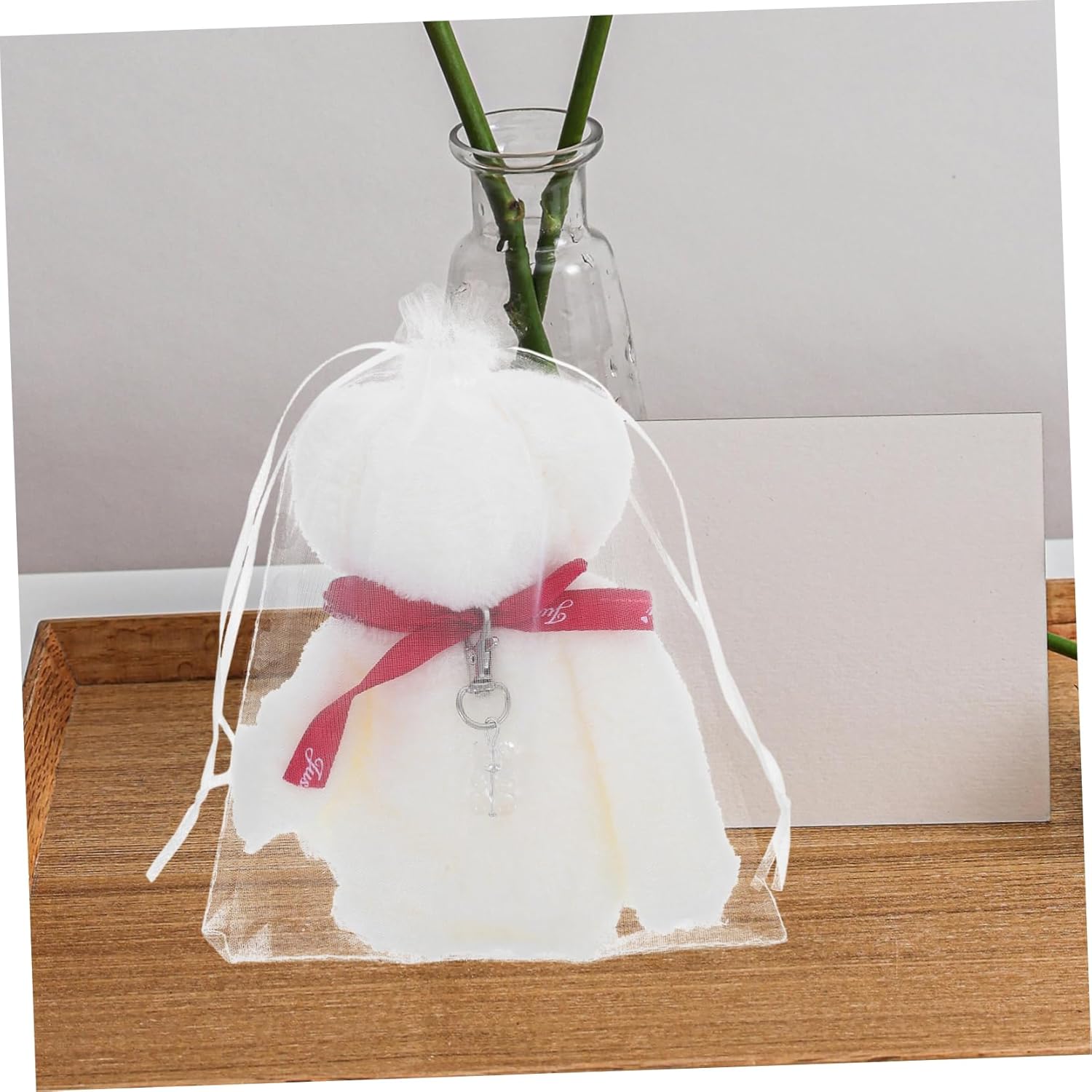 Baptism Party Favors Bear Towel Keychain Set