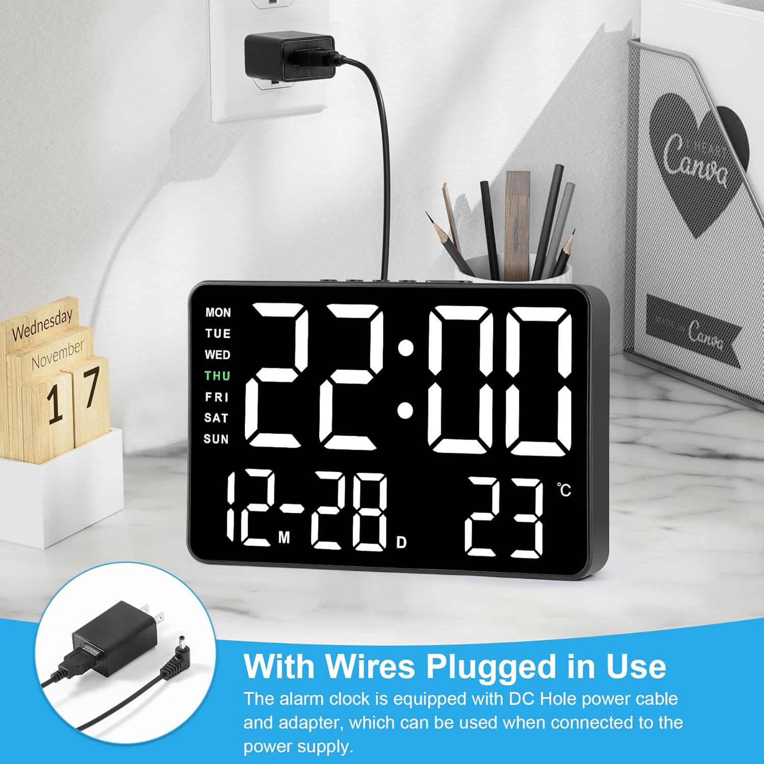 Amgico Digital Clock with Dual Alarms and Snooze