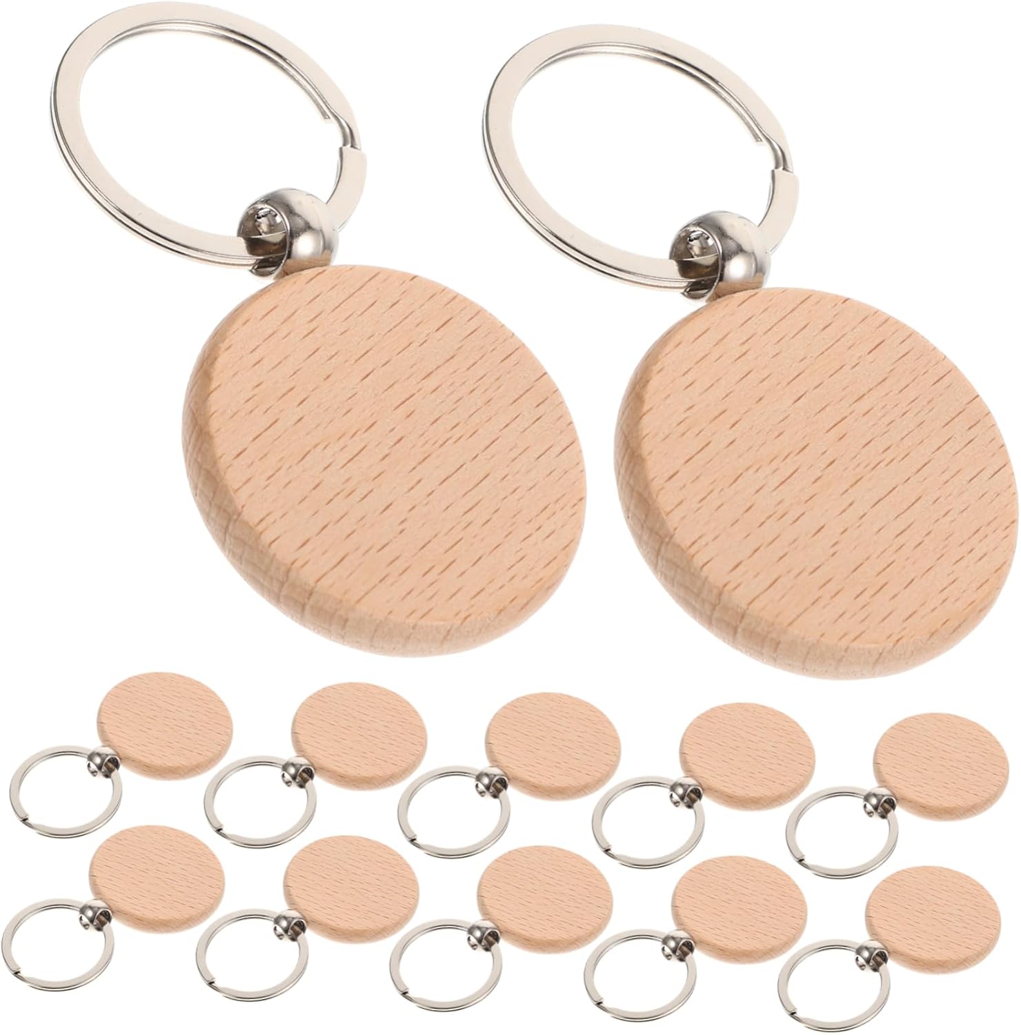30pcs Unfinished Wooden Keychain Blanks for DIY Crafting