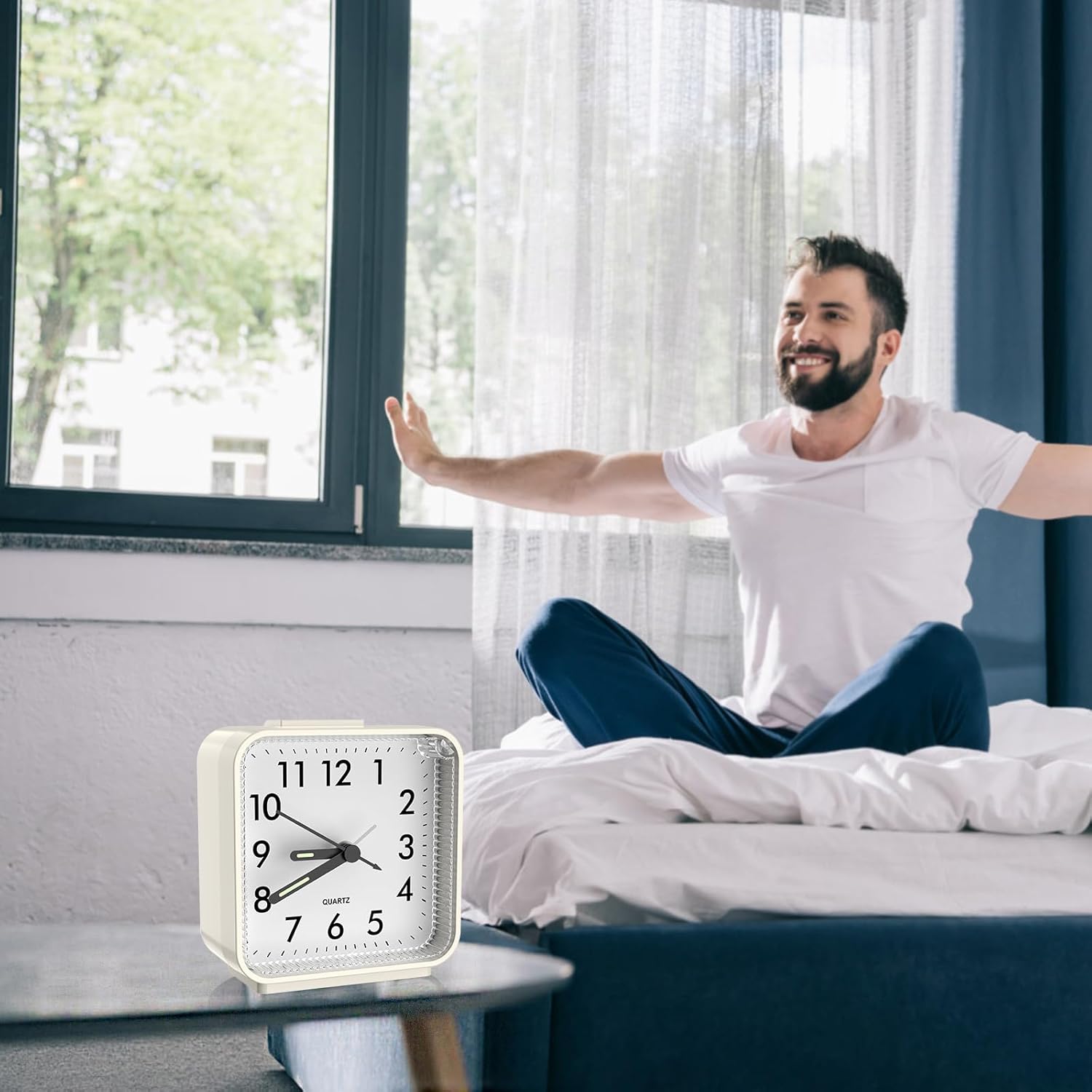 LOFICOPER Analog Alarm Clock with Night Light and Snooze Function