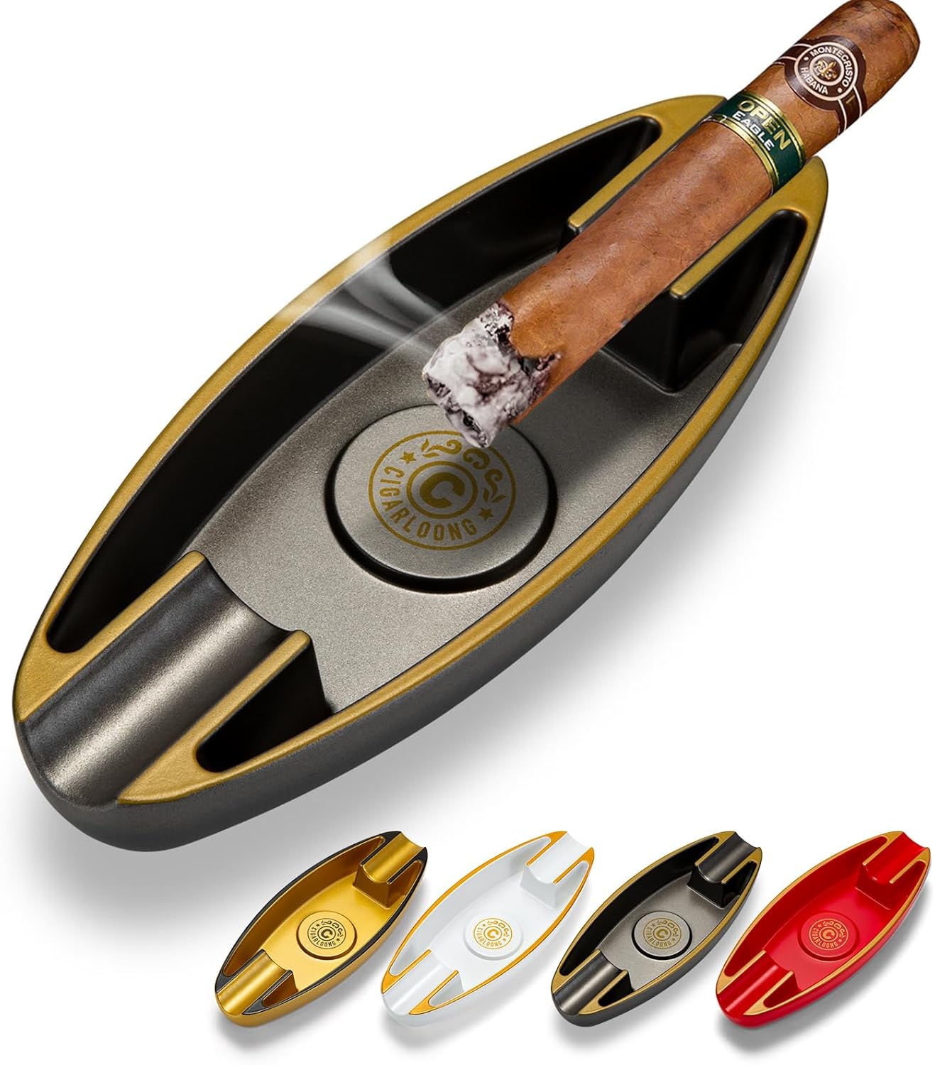 Unique Boat Shape Cigar Ashtray with Holder