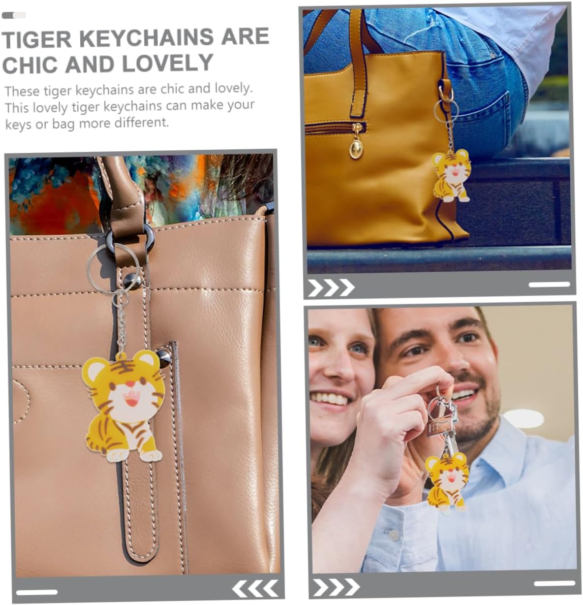 Vaguelly 30 Piece Adorable Cartoon Tiger Keychains
