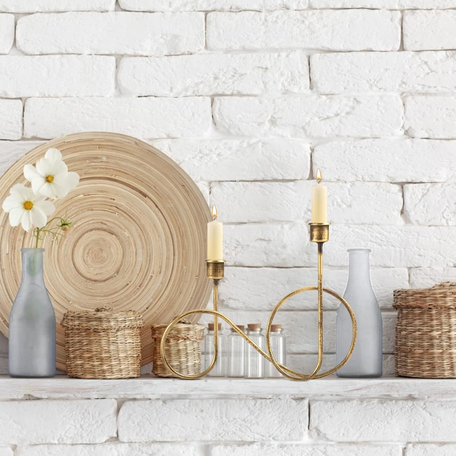 Twisted Brass Candlestick Holder for Table Decoration