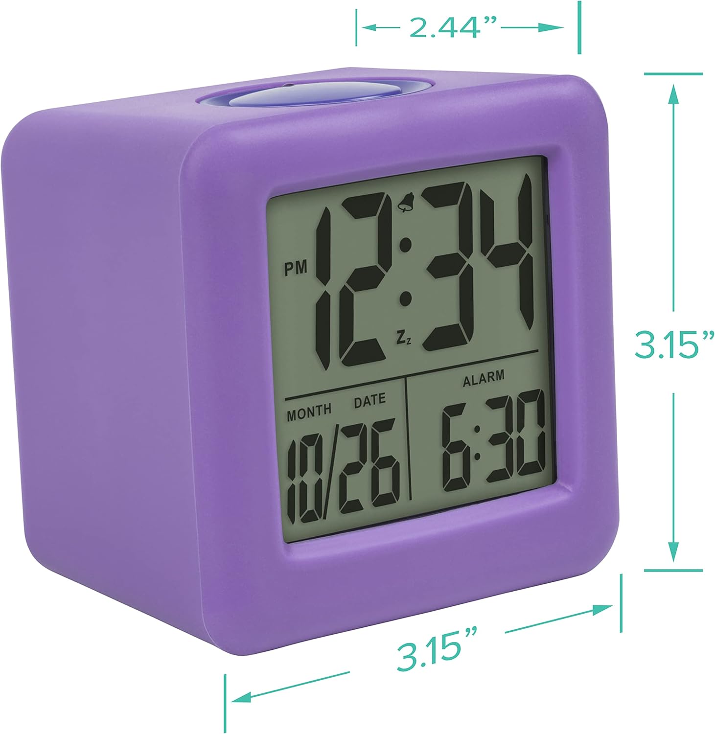 Equity 73004 Purple Soft Cube LCD Alarm Clock with Smart Light 1
